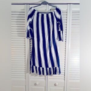 All For Color Cana Stripe Miranda Off the shoulder dress. Size-Med